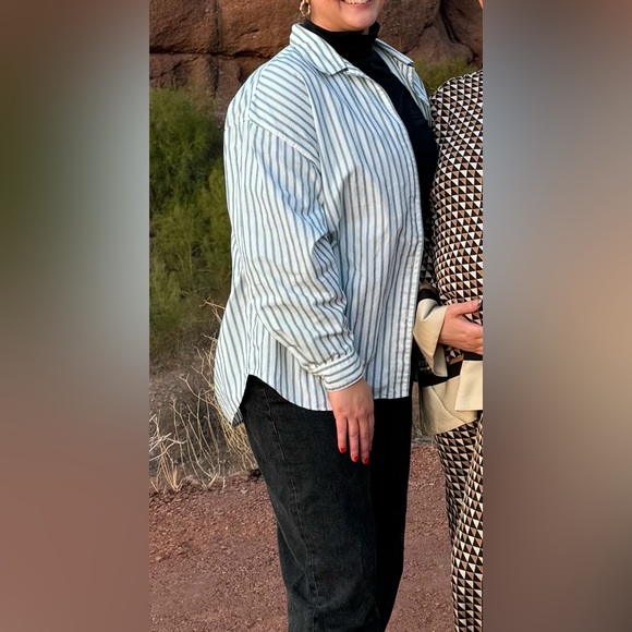 VTG Jantzen Women Green/White Striped Button Up (Size: XXL) - Picture 10 of 13